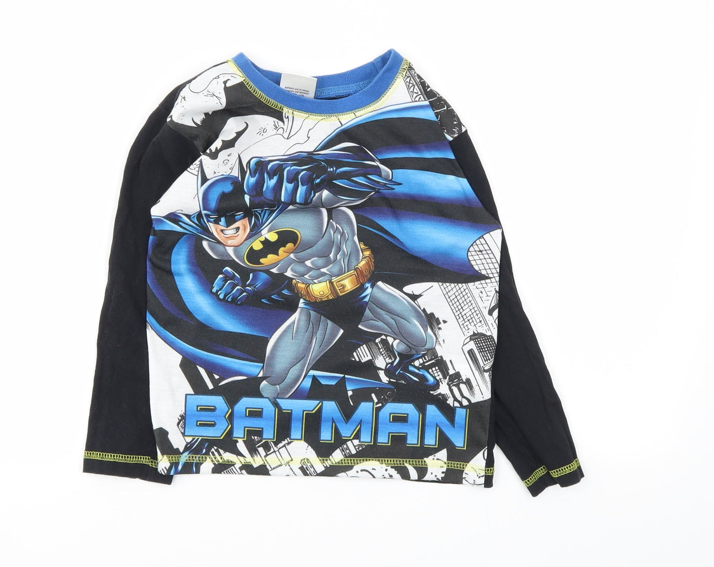 Preworn Boys Black Geometric   Pyjama Top Size 4-5 Years