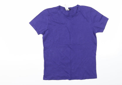 Additional front view of Boohoo girls’ purple basic t-shirt, size S