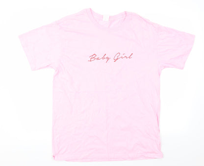 Womens UK Size L Preworn Pink Basic T-Shirt