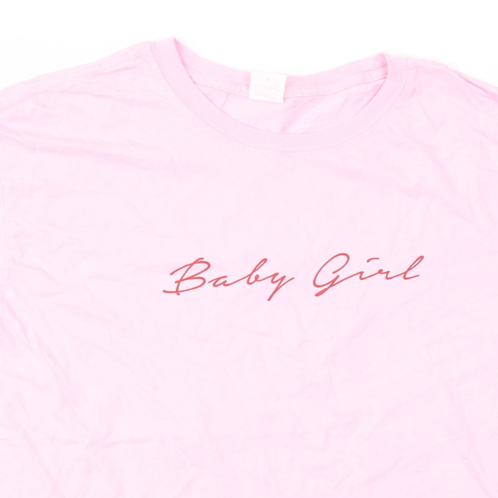 Womens UK Size L Preworn Pink Basic T-Shirt