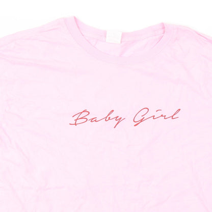 Womens UK Size L Preworn Pink Basic T-Shirt