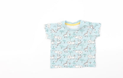 Matalan Girls Blue Animal Print  Basic T-Shirt Size 3-6 Months