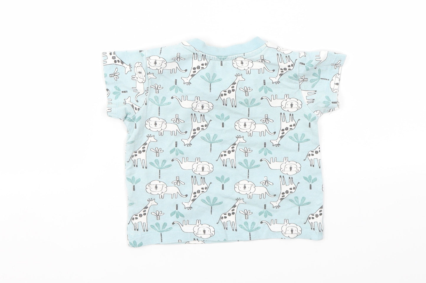 Matalan Girls Blue Animal Print  Basic T-Shirt Size 3-6 Months