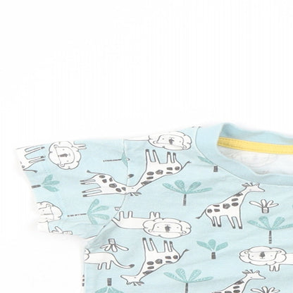 Matalan Girls Blue Animal Print  Basic T-Shirt Size 3-6 Months