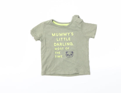 George Boys Green Animal Print  Basic T-Shirt Size 3-6 Months