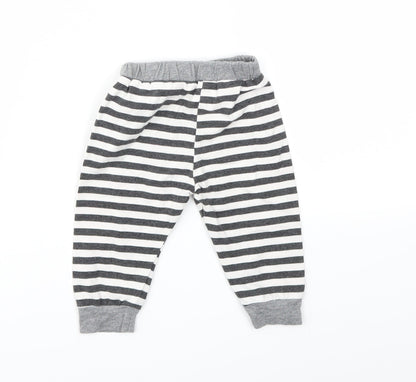 Preworn Boys Black Striped  Capri Leggings Size 3-6 Months