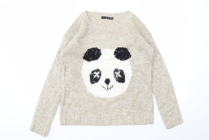 Primark Womens Brown Animal Print  Pullover Jumper Size 8