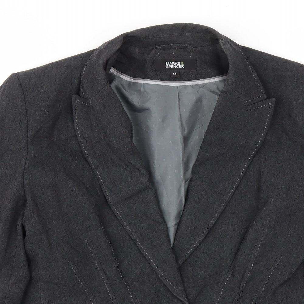M&S Womens Grey   Jacket Blazer Size 12
