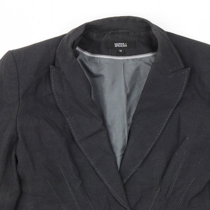 M&S Womens Grey   Jacket Blazer Size 12