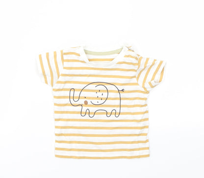 Additional front view of Matalan boys’ brown striped basic t-shirt, size 3-6, months