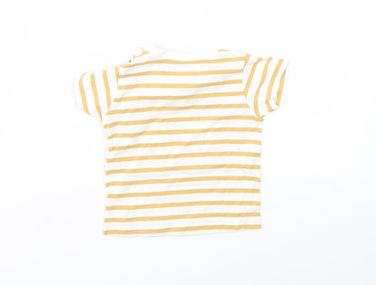 Back view of Matalan boys’ brown striped basic t-shirt, size 3-6, months