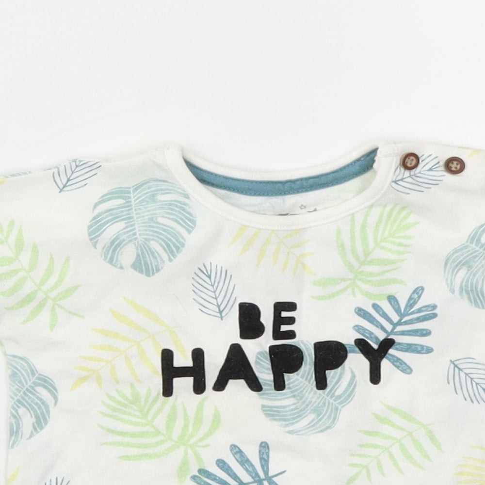 F&F Boys Green Floral  Basic T-Shirt Size 3-6 Months