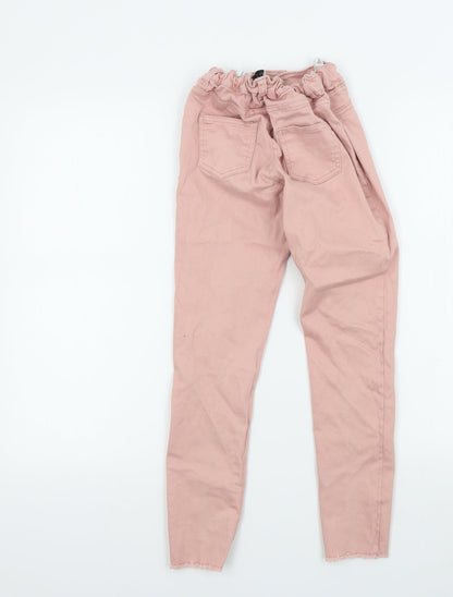 Denim & Co. Girls Pink Colourblock  Skinny Jeans Size 10-11 Years
