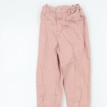 Denim & Co. Girls Pink Colourblock  Skinny Jeans Size 10-11 Years