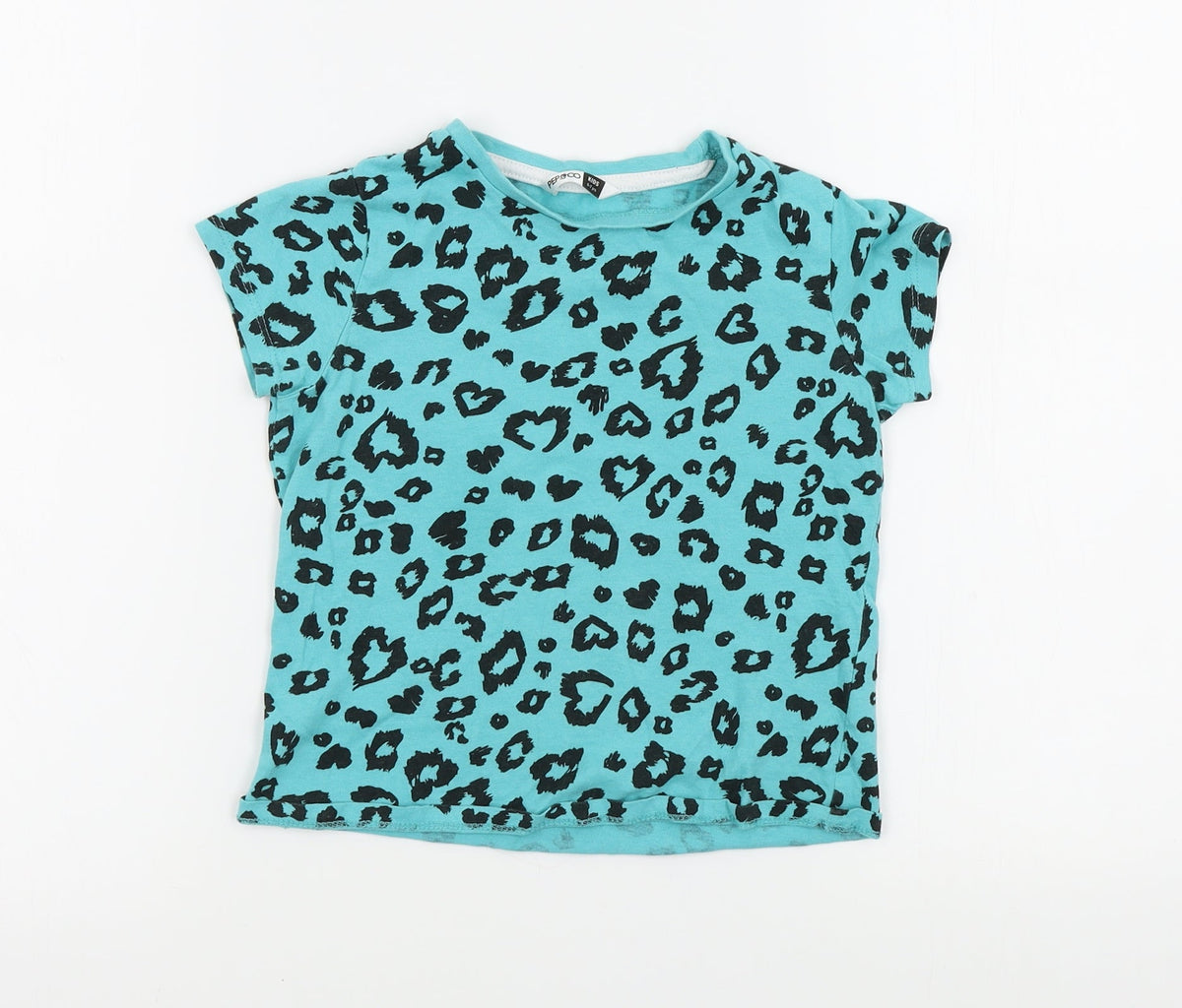 Additional front view of Pep&Co girls’ blue geometric basic t-shirt, size 7, years