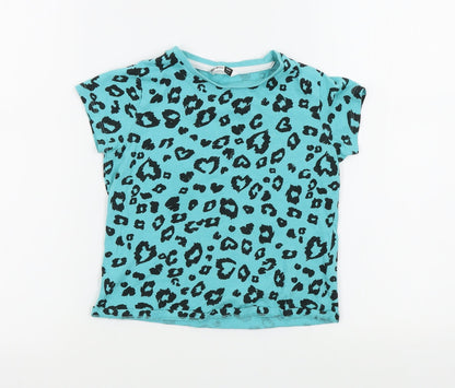 Additional front view of Pep&Co girls’ blue geometric basic t-shirt, size 7, years