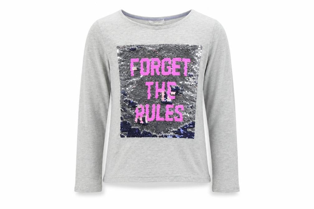 Front view of H&M girls’ green colourblock basic t-shirt, size 7-8, years