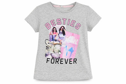Front view of Pep&Co girls’ grey colourblock basic t-shirt, size 6-7, years