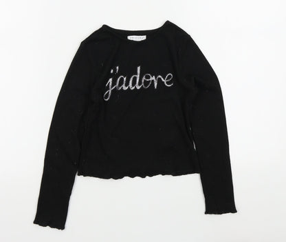 Primark Girls Black Colourblock  Pullover Jumper Size 6 Years