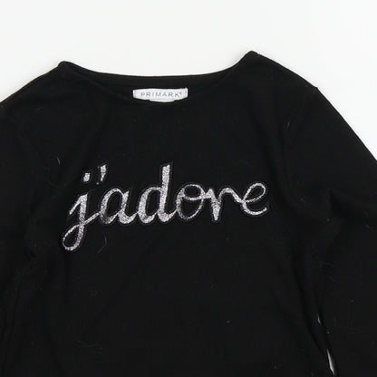 Primark Girls Black Colourblock  Pullover Jumper Size 6 Years