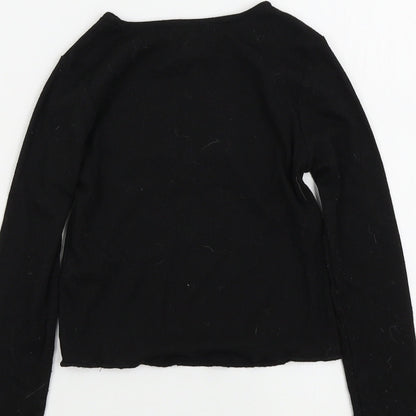 Primark Girls Black Colourblock  Pullover Jumper Size 6 Years