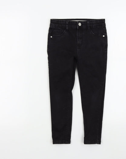 denim&co Girls Black Colourblock  Skinny Jeans Size 5-6 Years