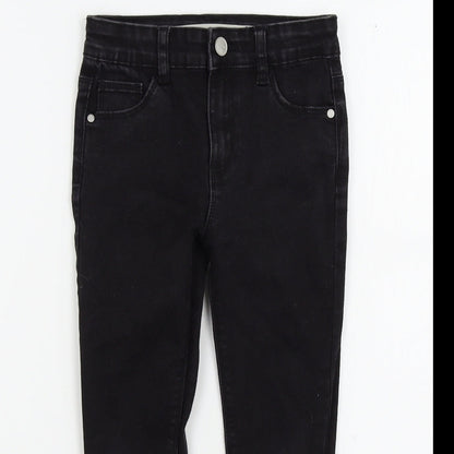 denim&co Girls Black Colourblock  Skinny Jeans Size 5-6 Years