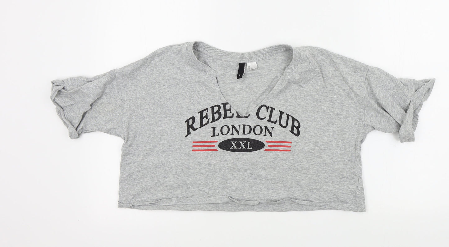 Womens UK Size S H&M Grey Basic T-Shirt