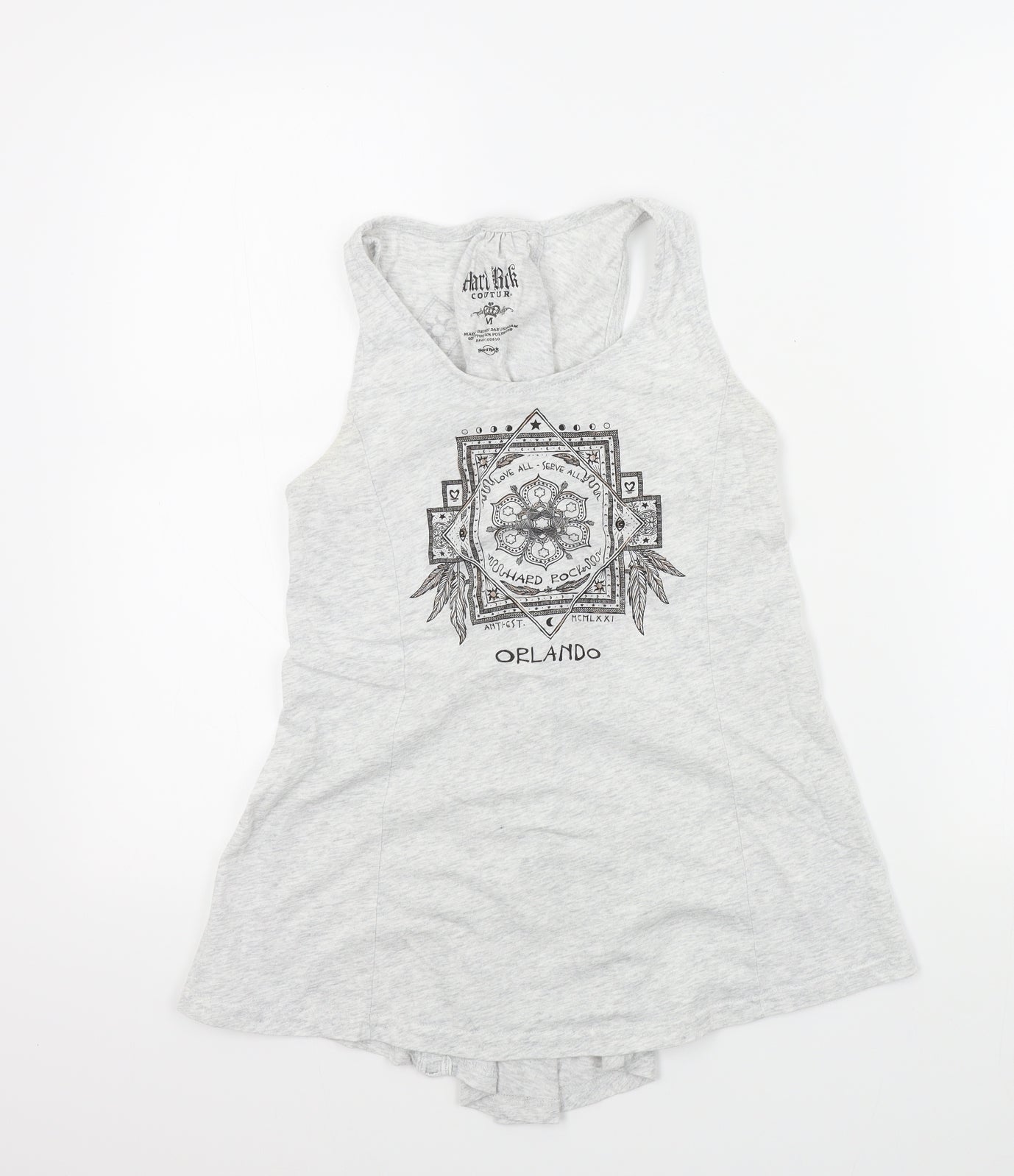Womens UK Size M Hard Rock Grey Basic T-Shirt