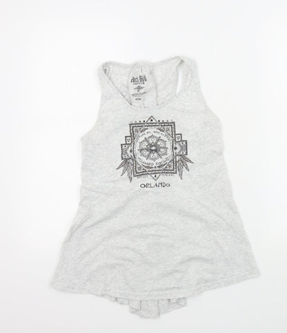 Womens UK Size M Hard Rock Grey Basic T-Shirt