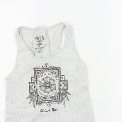 Womens UK Size M Hard Rock Grey Basic T-Shirt