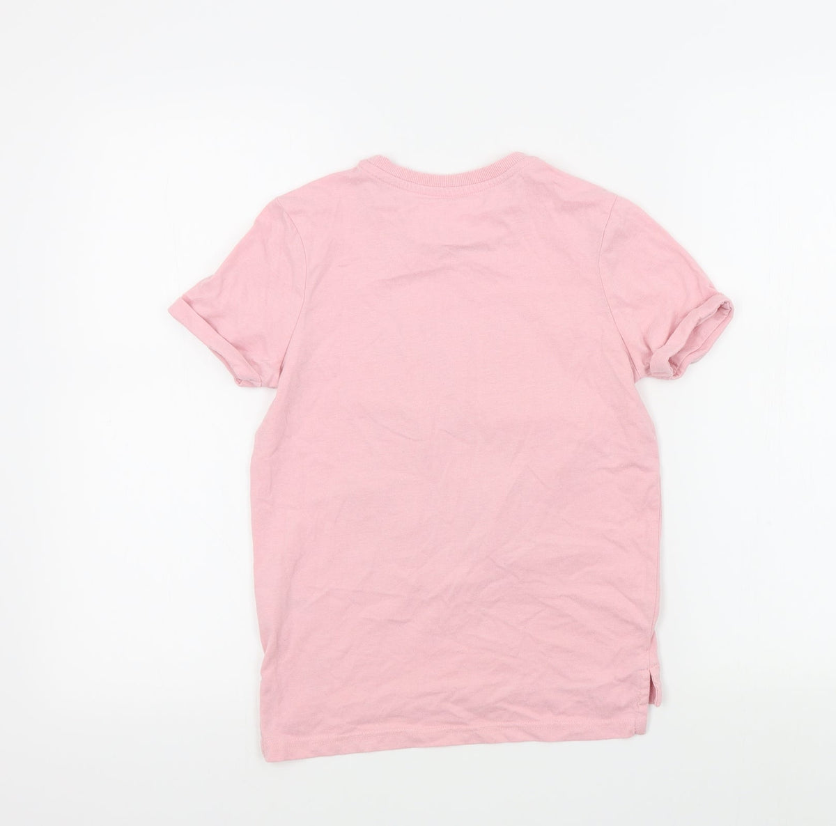 Back view of Nutmeg girls’ pink colourblock basic t-shirt, size 10, years