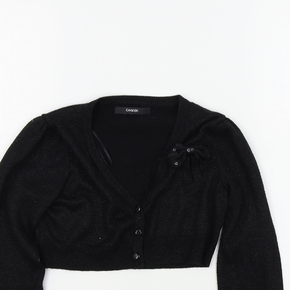 George Girls Black Colourblock  Cardigan Jumper Size 10 Years
