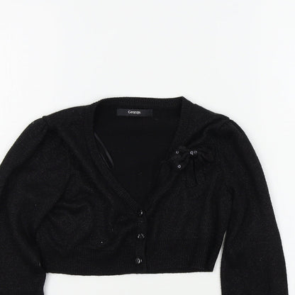 George Girls Black Colourblock  Cardigan Jumper Size 10 Years