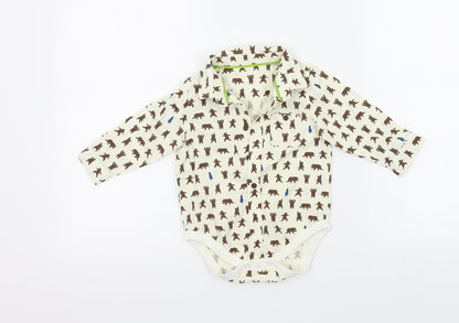 M&S Boys Beige Colourblock  Babygrow One-Piece Size 6-9 Months