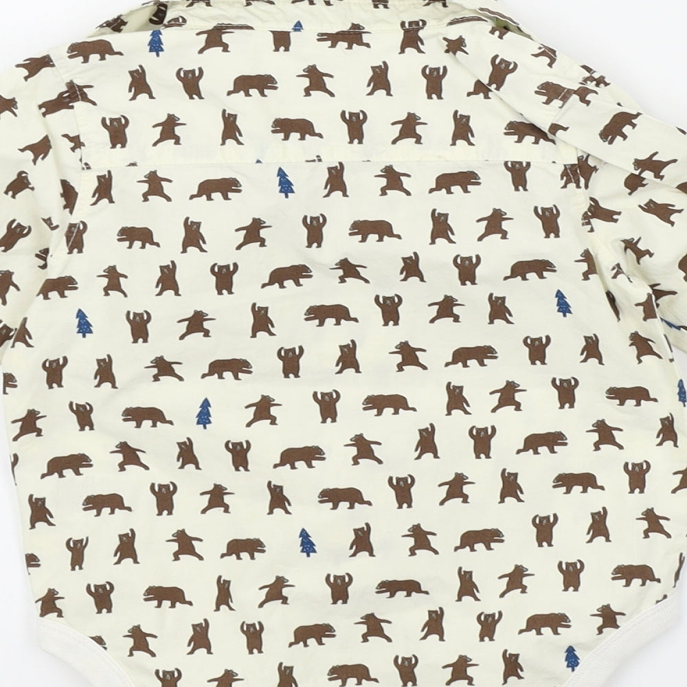 M&S Boys Beige Colourblock  Babygrow One-Piece Size 6-9 Months