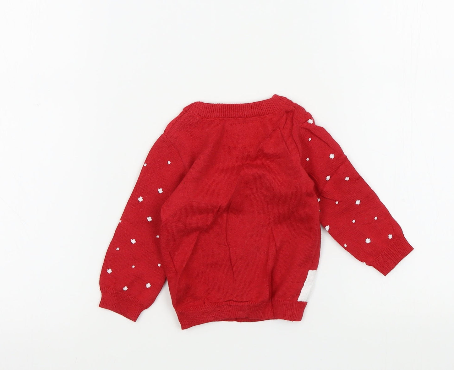 Primark Boys Red Spotted  Pullover Jumper Size 3-6 Months  - christmas jumper