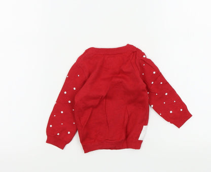 Primark Boys Red Spotted  Pullover Jumper Size 3-6 Months  - christmas jumper