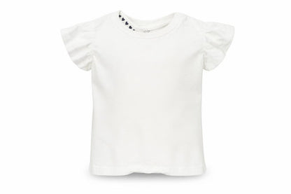 Front view of Jeff&co girls’ white basic t-shirt, size 18-24, months