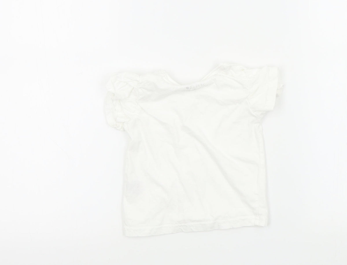 Back view of Jeff&co girls’ white basic t-shirt, size 18-24, months