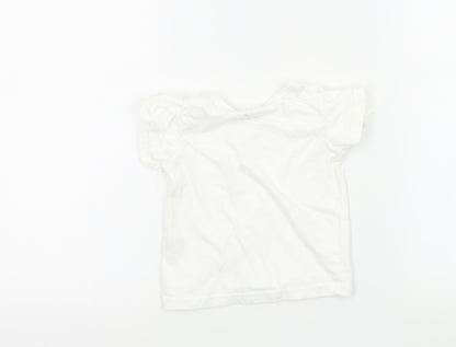 Back view of Jeff&co girls’ white basic t-shirt, size 18-24, months