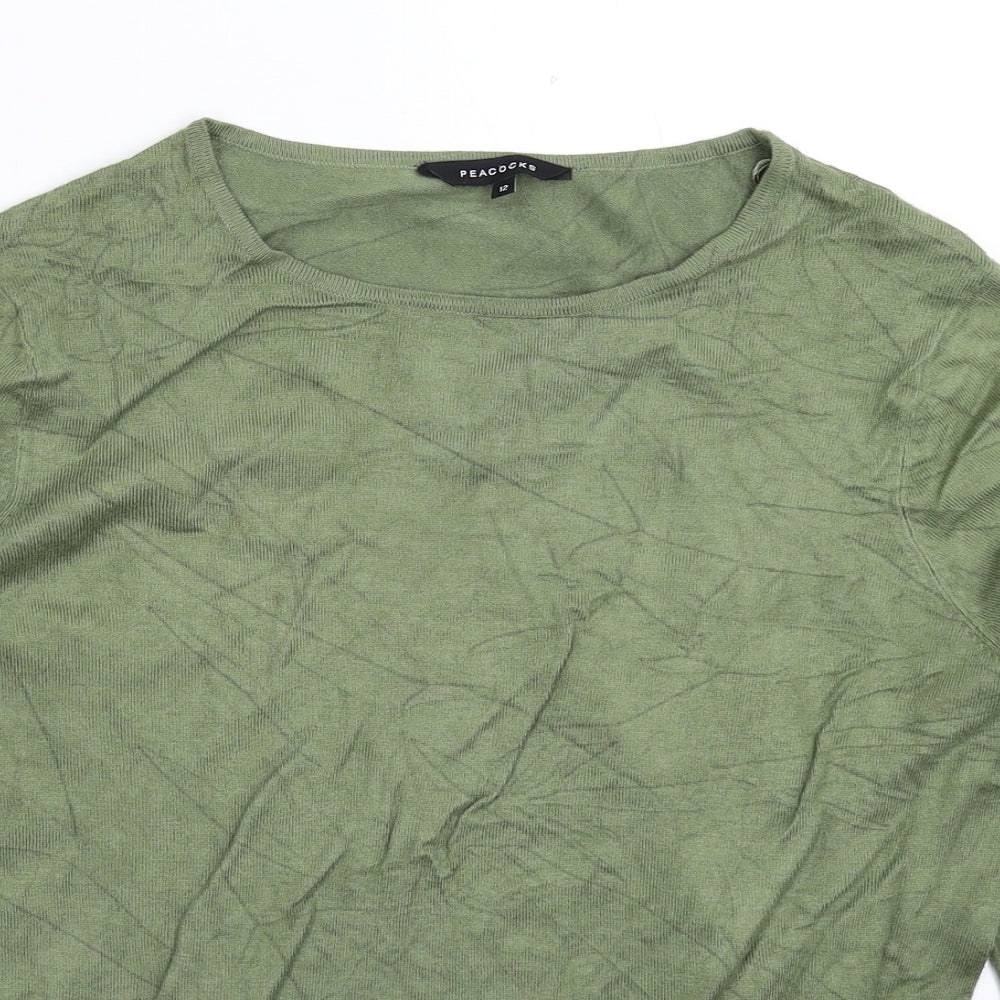 Womens UK Size 12 Peacocks Green Pullover Jumper