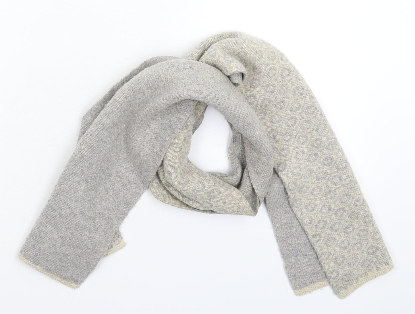 Preworn Womens Grey Geometric Knit  Scarf