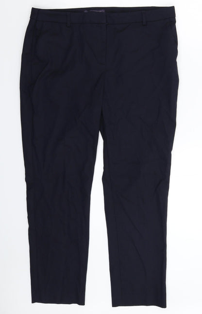 Womens UK Size 14 Marks and Spencer Slim Fit Dress Pants Blue Trousers