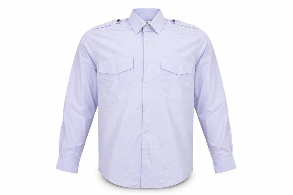 Mens UK Size 16 Double TWO Blue  Button-Up Long Sleeve Casual Shirt