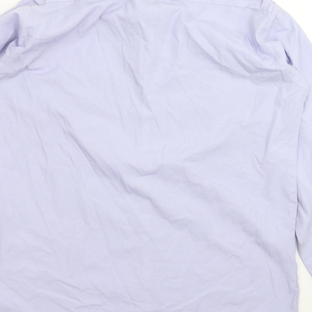 Mens UK Size 16 Double TWO Blue  Button-Up Long Sleeve Casual Shirt