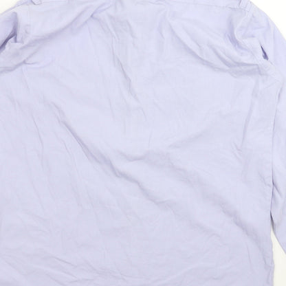 Mens UK Size 16 Double TWO Blue  Button-Up Long Sleeve Casual Shirt