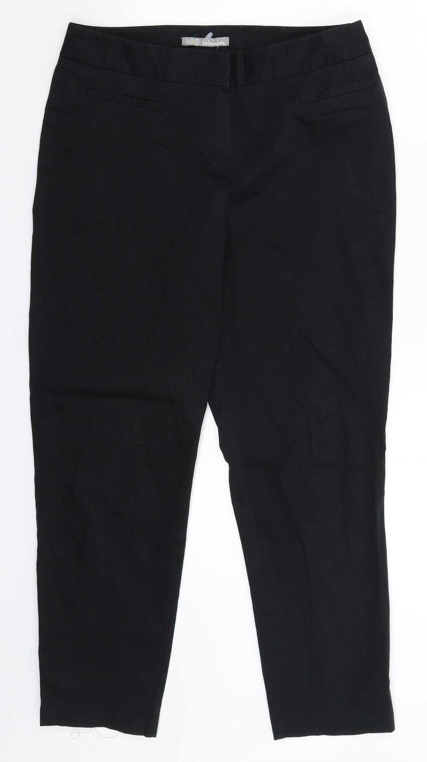 Womens UK Size 10 Marks and Spencer Extra-Slim Fit  Black Trousers