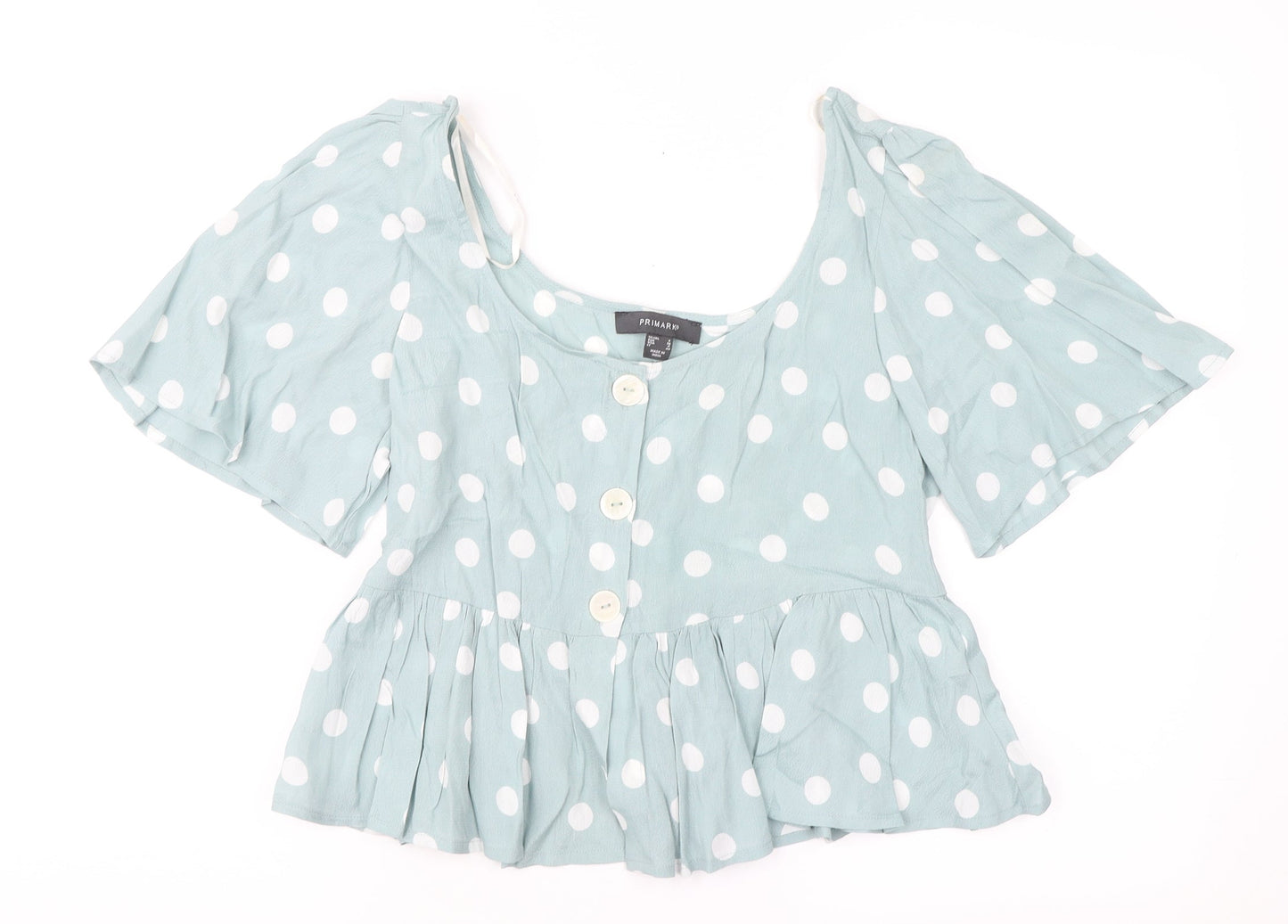 Primark Womens Green Polka Dot  Basic Blouse Size 8