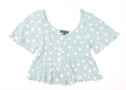Primark Womens Green Polka Dot  Basic Blouse Size 8